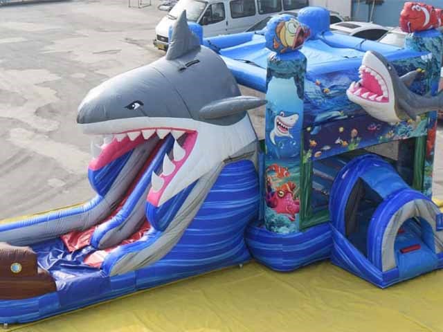 Seaworld Theme Bouncy Castle Shark Bounce House Water Slide